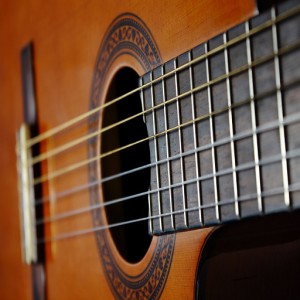 fretboard and body of the guitar